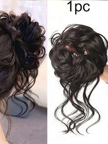 Elegant Lady Chignon, Hair Extensions - Stretchable Synthetic Hair, Women's Luxury Messy Bun Hair Extensions, Messy Bun Extensions, Curly Messy Bun Synthetic Hair Chignon, Elegant Lady Hairstyle, Black Messy Bun Hair Piece, Wavy Curly Hair Scrunchie, Synthetic Hair Ponytail Extensions, Thick Updo Fake Hair - Nhiều màu - Xem 15