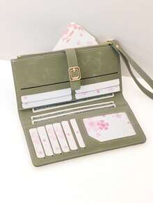 MINGYOU Long Style Women's Fashion Snap Sweet Cute Wallet, Exquisite Zipper Wallet, Multi-Functional Card Holder Wallet, Student Gift - Green - View 3