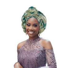 1件装时尚非洲自动头巾尼日利亚女士头巾成品婚礼头巾 - 彩色 - 查看 10