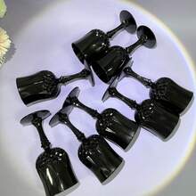 1/3/6 pièces Verres à vin/flûtes à champagne en plastique vintage réutilisables avec texture diamant, convient pour les fêtes et les mariages, tasses à jus, lavage au lave-vaisselle - Noir - Voir 5