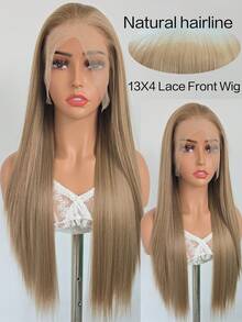 Women's Long Ombre Lace Front Wig, Mixed Brown And Gold Color