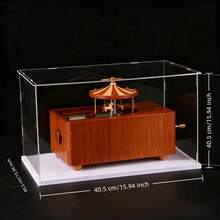 1pc Transparent Acrylic Display Case - Dust-Proof Storage Box, Suitable For Figurines, Models, Dolls - Art Collection Display Shelf - White - View 8