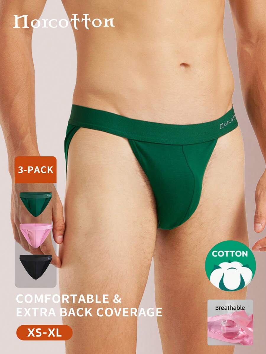 3 chiếc quần lót nam cotton Norcotton, đồ lót thể thao cạp cao gợi cảm. - Nhiều màu - Xem 1