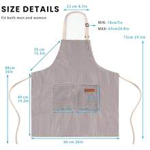 2 Pack Adjustable Bib Apron With 2 Pockets Chef CooFKing Kitchen Restaurant Aprons For Women Men,BrownPinstripe - BrownPinstripe - View 3