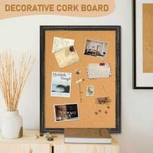 DOLLAR  Cork Board For Office 36 X 24 Inches Cork Boards For Walls Bulletin Board Decorative Hanging Pin Board Rustic Wooden Frame Vision Board Cork Notice Board For Office Home Decor Black - 黑色 - 查看 6