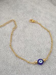 1 pieza Pulsera delicada de mujer con ojo azul del mal - Oro amarillo - Ver 6