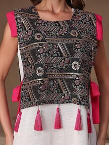 Rochie elegantă Jalabia, fără mâneci, cu broderie și mărgele, cu șnur și ciucure, atmosferă de Ramadan, stil nou 2026