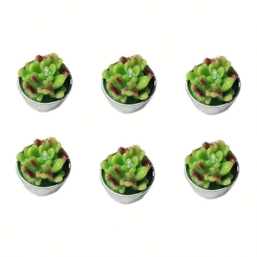 6 Piezas velas suculentas vela cumpleaos vela de cumpleaos scented candles velas candelita plantas suculentas artificiales vela aromtica hechas a mano plantar - como se muestra - Ver 1