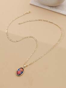 1件双面14K镀金浮雕吊坠项链，圣本笃、圣犹达、耶稣十字架吊坠，适合日常佩戴，基督教宗教饰品，奢华礼品 - 金色 - 查看 4