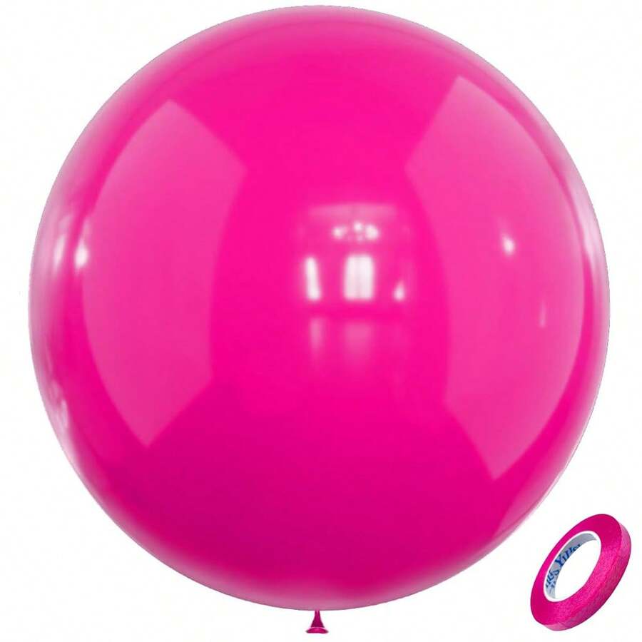 36英寸（约91.4厘米）巨型蜜桃粉色气球，2/4/6/8/10个装超大哑光紫红色乳胶氦气球，适用于婚礼新娘、礼物、情人节、生日派对、装饰 - 玫紅色 - 查看 1