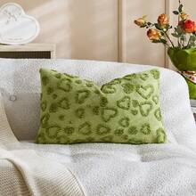 1个/2个情人节爱心压纹装饰枕套（不含枕芯），双面荷兰亚麻布面料，方形抱枕套，节日家居装饰枕，柔软天鹅绒面料，现代风格，适用于沙发、卧室、宿舍 - 嫩芽綠色 - 查看 17