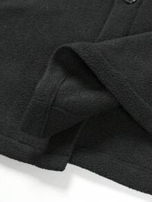 Men's Polar Fleece Shirts Coats, Old Money Style Thick Material Button Up Long Sleeve Shack,Loose Fit Unisex Black Shirts,Suitable For Couples & Evening Out, Perfect Boyfriend,Husband,Son's Gift - Black - View 4