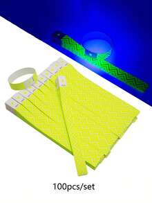 100条荧光锯齿纸质腕带，带6位序列号 - 多色一次性安全腕带，适用于音乐会、节日、生日、婚礼和派对等场合，也可用作活动腕带、婚礼腕带，轻便易携。 - 彩色 - 查看 7