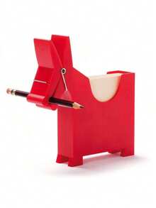 可爱红色PVC桌面记事本收纳架，带便签纸分发器 - 趣味实用办公桌收纳架，家居或办公装饰佳品，可爱办公用品