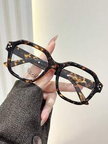 1 Stück Damen einfacher polygonaler Rahmen Klarglas Brille, geeignet für den täglichen Gebrauch, Brillenzubehör für Frauen - Transparent - Übersicht 8