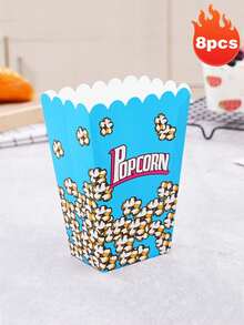 3pcs Striped Paper Popcorn Boxes, Blue, Pink, White - Suitable For Party Favors, Valentine's Day Party, Home Decor, Home Gifts - Multicolor - View 20