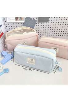 大容量多功能学生文具收纳袋，简约纯色铅笔盒，学校办公收纳盒，学习用品文具盒，家用小物件收纳盒，返校季必备单品，柔软舒适，适合学生、专业人士和文具爱好者。 - 彩色 - 查看 10