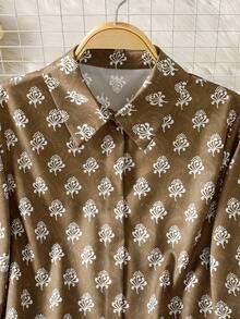 女士长袖全印花前扣阿拉伯风格上衣 - 彩色 - 查看 3