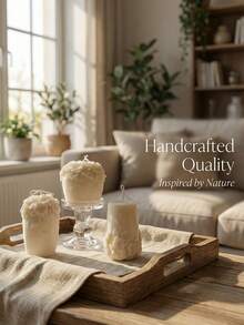 优雅花卉浮雕香氛蜡烛 - 柔和白色3D雕刻设计，奢华质感，舒缓层次香氛，精致家居装饰，桌面摆件，高端礼品 - 白色 - 查看 3