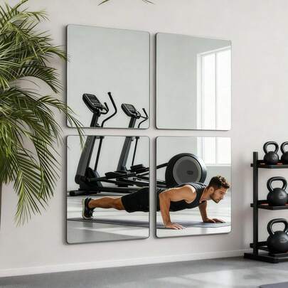 OUTANA Bộ 1/4/6/8 miếng dán gương vuông tự dính bằng acrylic, thích hợp trang trí nhà cửa, có lớp keo dính chắc chắn, không cần khoan, chống thấm nước và chống ẩm, dễ lau chùi, phù hợp cho phòng khách, phòng ngủ, nhà bếp, phòng tắm và văn phòng, là chiếc gương trang điểm tiện dụng và vật trang trí giúp cá nhân hóa không gian của bạn.