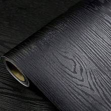 1 Roll Of Self-Adhesive Black Wood Grain Furniture Sticker Suitable For Bedroom Study Home Decoration,Touchable Paper Cabinets Tables And Vinyl Decorative Wallpaper For Renovating Wall Decorations - Black - View 13