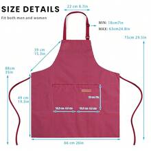 2 Pack Adjustable Bib Apron With 2 Pockets Chef CooFKing Kitchen Restaurant Aprons For Women Men,Wine/BlackPinstripes - Rượu vang/Sọc đen - Xem 4