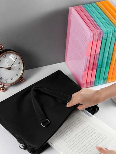 Boîte de rangement de documents de bureau minimaliste, boîte de rangement en plastique transparent pour reçus, fournitures de bureau