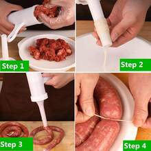 Manual Sausage Maker With Pork Intestine Funnel And Mutton Intestines Funnel, Meat Sausage Stuffer Filler Hand Operated Salami Maker - 1 - 查看 2