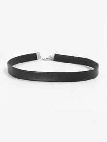 1 chiếc vòng cổ choker ngắn bằng da PU màu đen phong cách Punk Gothic dành cho nữ, có thể cá nhân hóa. - Da đen - Xem 2