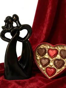 1件装 8.25英寸 浪漫情侣拥抱心形装饰品，永恒爱情治愈情侣家居装饰 - 家居摆件、派对装饰、圣诞节、感恩节、情人节、婚礼、斋月、开斋节、周年纪念日，贴心浪漫礼物 - 黑金色 - 查看 9
