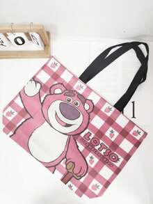 The Stitch Collection Large Anime Canvas Tote Bag Is Suitable For Use As A Commuter Tote Or Shoulder Bag And Features Classic Cartoon Characters Such As Stitch,Strawberry Bear. - Multicolor - View 4