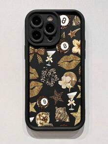 1 Peça Capa de Telefone Transparente Antiderrapante e Macia Personalizada com Estampa de Leopardo, Lábios, Estrela, Copo de Coquetel, Padrão Floral, Compatível com iPhone 11/12/13/14/15/16/17 Pro Max