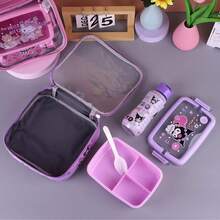 3pcs Sanrio Lunch Set (Including Utensils), Includes Lunch Box, Tote Bag And Water Bottle, Variety Of Styles, Exquisite Prints, Suitable For School Lunch Box, Girls' Lunch Box, Work Lunch Box, Camping And Picnic Sets. Adorable Cartoon Patterns, Leak-Proof Lunch Bag With Shoulder Strap And Water Bottle, Suitable For Work/Office/Picnic/Travel.