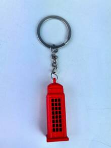 1个创意锌合金英式电话亭钥匙扣，复古街头时尚背包挂件，适合作为旅行纪念品送给朋友，无论是节假日还是生日。 - 紅色 - 查看 5