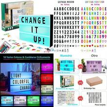 EMAGIE Letrero Luminoso : Cine Caja de Luz A4 con 96 Láminas Letras Números y Símbolos Decoración para Hogar Cuarto Habitación Tienda Fiesta Cumpleaños Navidad Bodas(16 Colores) - Multicolor - Ver 1