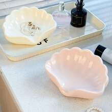 Leaf-Shaped Bathroom Countertop Soap Dish, Holds Soap, Toothbrush And Toiletries; Modern Home Decor Accessory; Soap And Toiletry Storage Rack; Smooth Surface; Plastic Material.