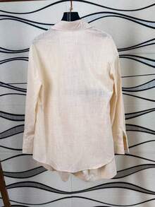 Linen Shirt And Shorts Set (2 Pieces) - Màu be - Xem 2