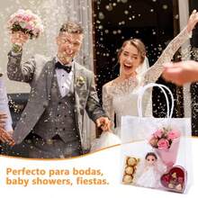 zxr Bolsas de Regalo de PVC Transparente con Asas30 Piezas Bolsas de Dulces para Fiestas para Dulces Bolsas de Compras Reutilizables Fiestas Infantiles Bodas Cumpleaños 30125 - Transparente - Ver 3