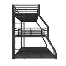 Bunk Bed, 90 X 200 Cm, 120 X 200 Cm And 140 X 200 Cm, Metal Bed Frame, Iron Bed, Triple Bunk Bed, For Children, Teenagers And Adults, Without Mattress, Black - Black - View 6