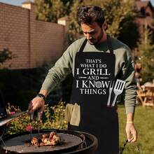 Funny Grilling Aprons For Men - BBQ CooFKing Apron With 2 Pockets, Adjustable Neck Strap And 40\ Long Ties - That's What I Do I Grill And I Know Things,Black31 - Black31 - 查看 8
