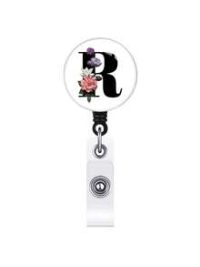 1pc Retractable ID Badge Reel With Clip, Rotary Clasp Fit For A-Z ID Cards, White Glass Keychain, Suitable For Nurses, Doctors, Office Supplies, Back To School Identification, Meaningful Gift For Halloween, Christmas, Valentine's Day, New Year For Friends, Colleagues, Teachers, Elders