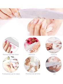 12支装指甲锉，24/35/45/50支装指甲锉，100/180目砂纸指甲锉，适用于天然指甲和亚克力指甲，双面砂纸指甲锉，专业亚克力指甲锉，可重复使用，美甲工具，美甲用品，美甲师，指甲锉和抛光块，美甲工具，女士礼物 - 彩色 - 查看 5