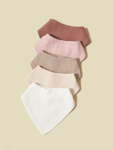 5 chiếc/gói, yếm ăn cho bé bằng cotton nguyên chất, mềm mại và thoáng khí, cần thiết cho sự phát triển của bé, quà tặng sinh nhật. - Nhiều màu - Xem 3