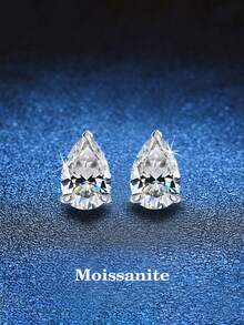 BLOVEMEE 2pcs Luxury 925 Sterling Silver 1-3 Carat Moissanite Stud Earrings, Suitable For Women's Daily Wear, Commute, Party, Vacation, Birthday, New Year, Valentine's Day, Mother's Day, Wedding Anniversary, Engagement, Christmas Jewelry Gift - EH0094M - View 10