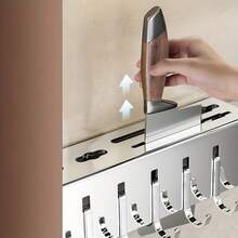 不锈钢厨房刀架，多功能壁挂式刀具收纳架，带筷子架 - 亮光 - 查看 4