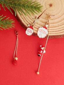 1 Pair Cute Versatile Cartoon Santa Claus & Christmas Tree Holiday Earrings