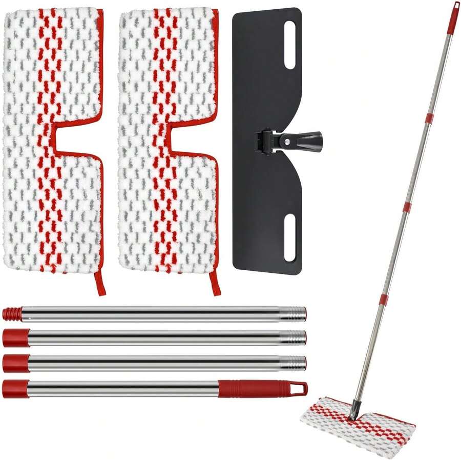 Microfiber Dust Mop Set For Floor Cleaning, Flat Mop For Wet &Amp; Dry To Clean Washable Flip Mops Pad For Ocedar Hardwood Floor 'N More 3-Action Mop, Adjustable 58" Mops Handle &Amp; 2 Reusable Refill &Amp; Base - 紅灰色 Promist Max 拖把 - 查看 1