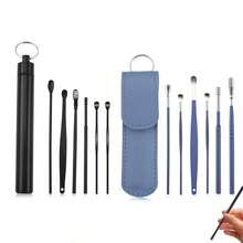 12PS Innovative Spring Ear Wax Cleaner Tool Set Ear Pick Ear Wax Removal Kit - Black+Blue - View 2
