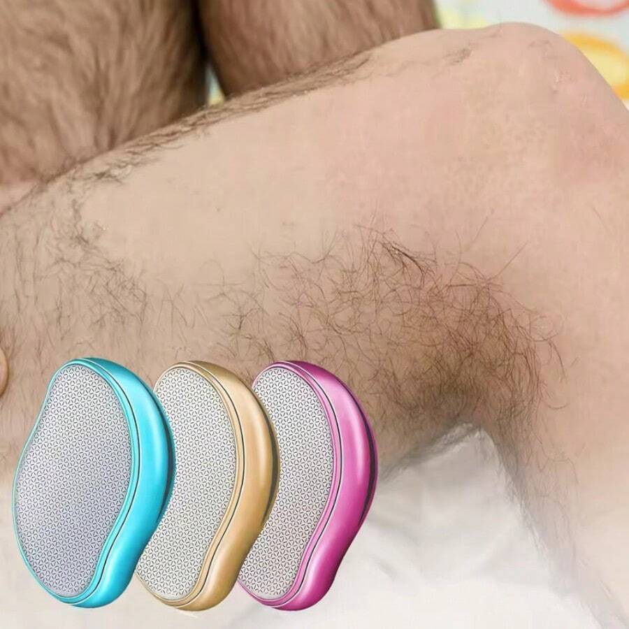 1Pcs Portable Hair Removal Device, Manual Crystal Hair Removal Device, Reusable Nano Glass, Available In Multiple Colors, Easy To Clean, Perfect For Soft And Silky Skin, Skin Exfoliation - 銀色 - 查看 1