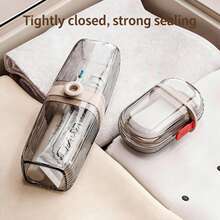 1pc Portable Sealed Leak-Proof Toiletry Case, Mini Carry Handle Wash Bag, Convenient Travel Mouthwash Cup Toiletry Box, Couples Toothbrush Cup, Toothbrush Toothpaste Box Set, Business Trip Outdoor Camping Travel Portable, Suitable For Home, School, Travel Bag Storage